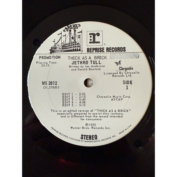 Jethro Tull Thick As A Brick LP 1972 White Label DJ Promo MS 2072 VG Newspaper - Picture 12 of 16